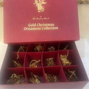1980s Danbury Mint 23k Gold Plated Christmas Complete 12 Ornament Set VTG